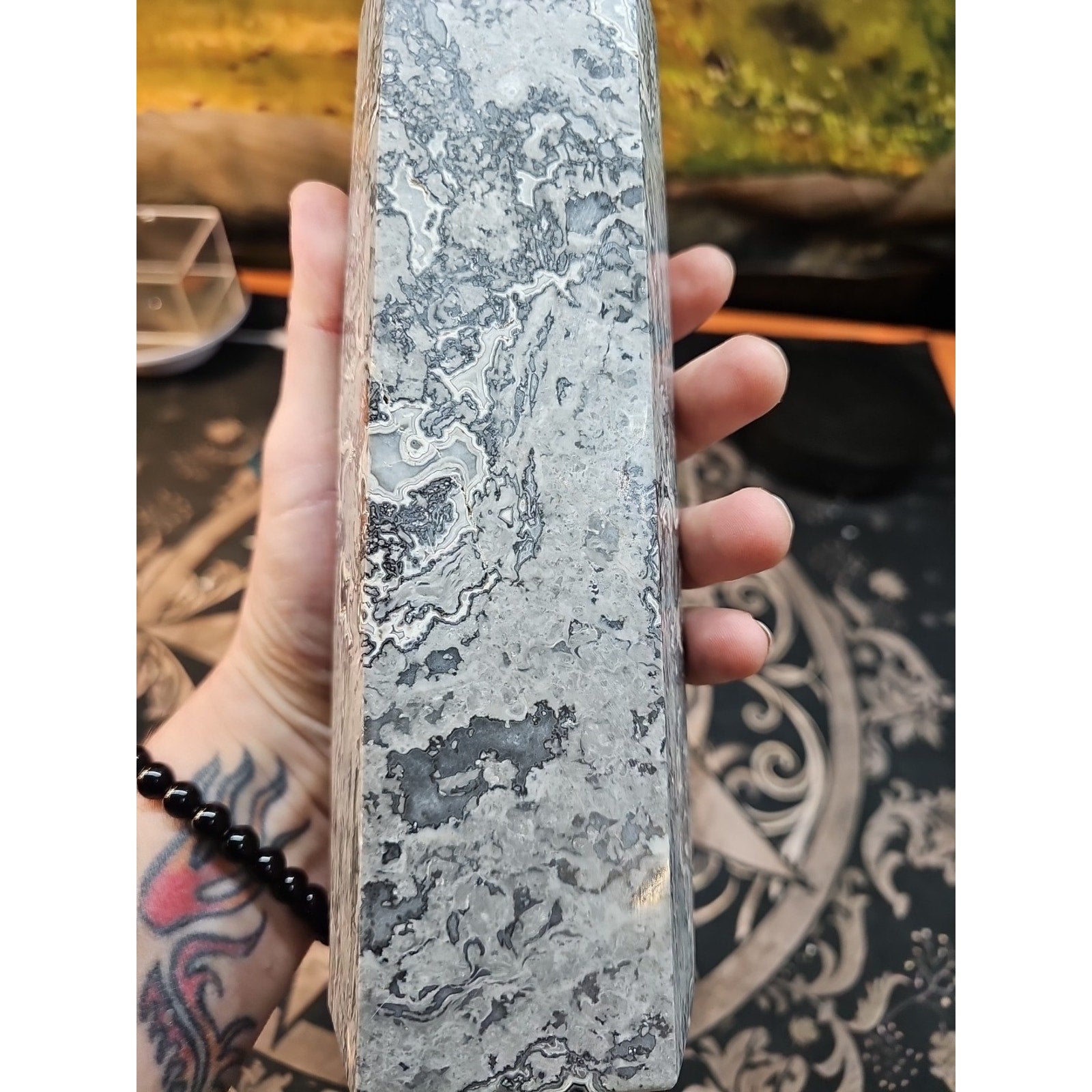 4.83lb 10in Tall Crazy Lace Jasper Crystal Point Tower Healing by CrystalCloud Company