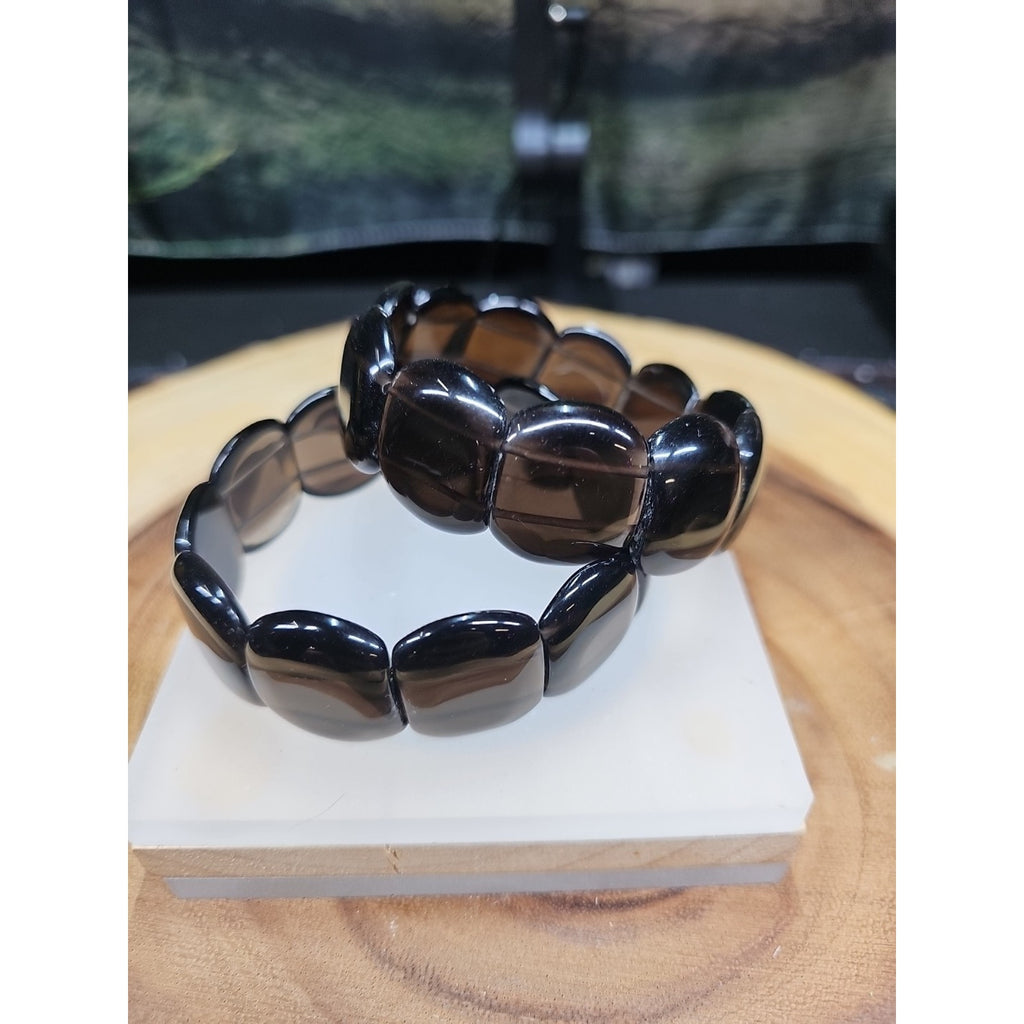 1Pcs Natural Smokey Clear Quartz Crystal Bracelets Polished Healing by CrystalCloud Company