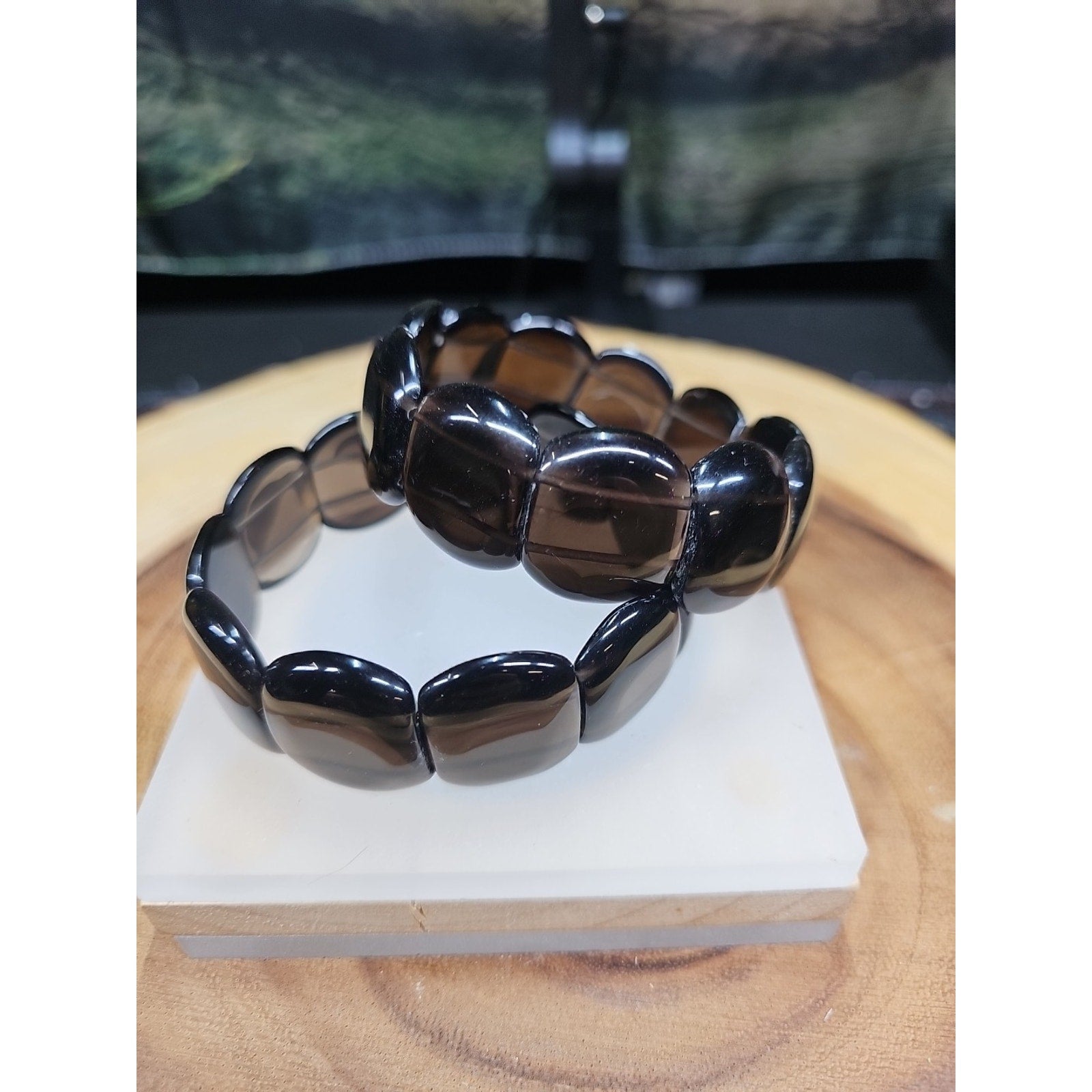 1Pcs Natural Smokey Clear Quartz Crystal Bracelets Polished Healing by CrystalCloud Company