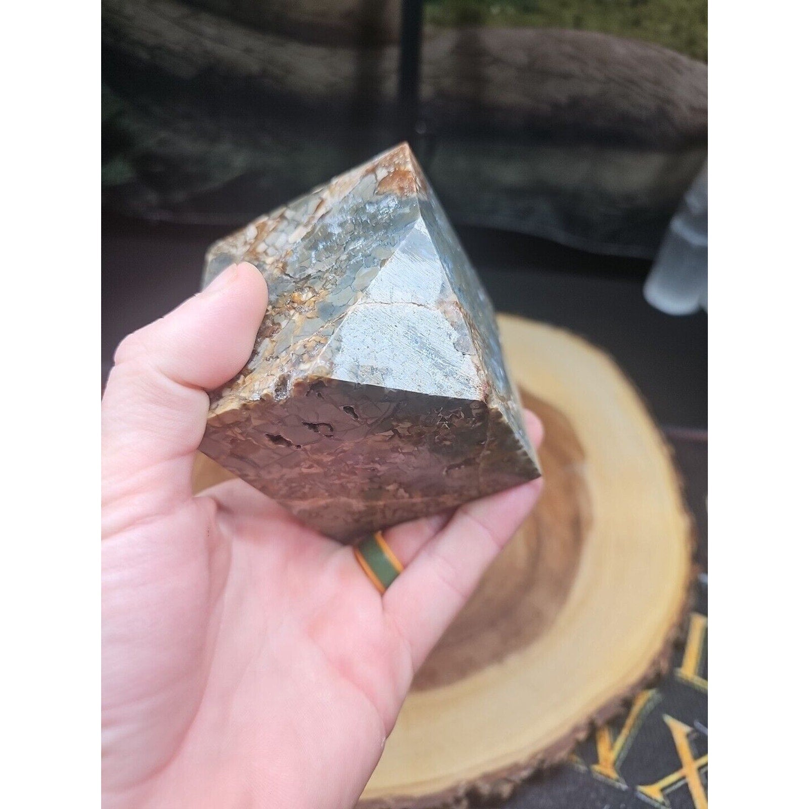 1.87LB 1Pcs Natural Ocean Jasper Onyx Quartz Crystal Geode Square Heptahedron by CrystalCloud Company