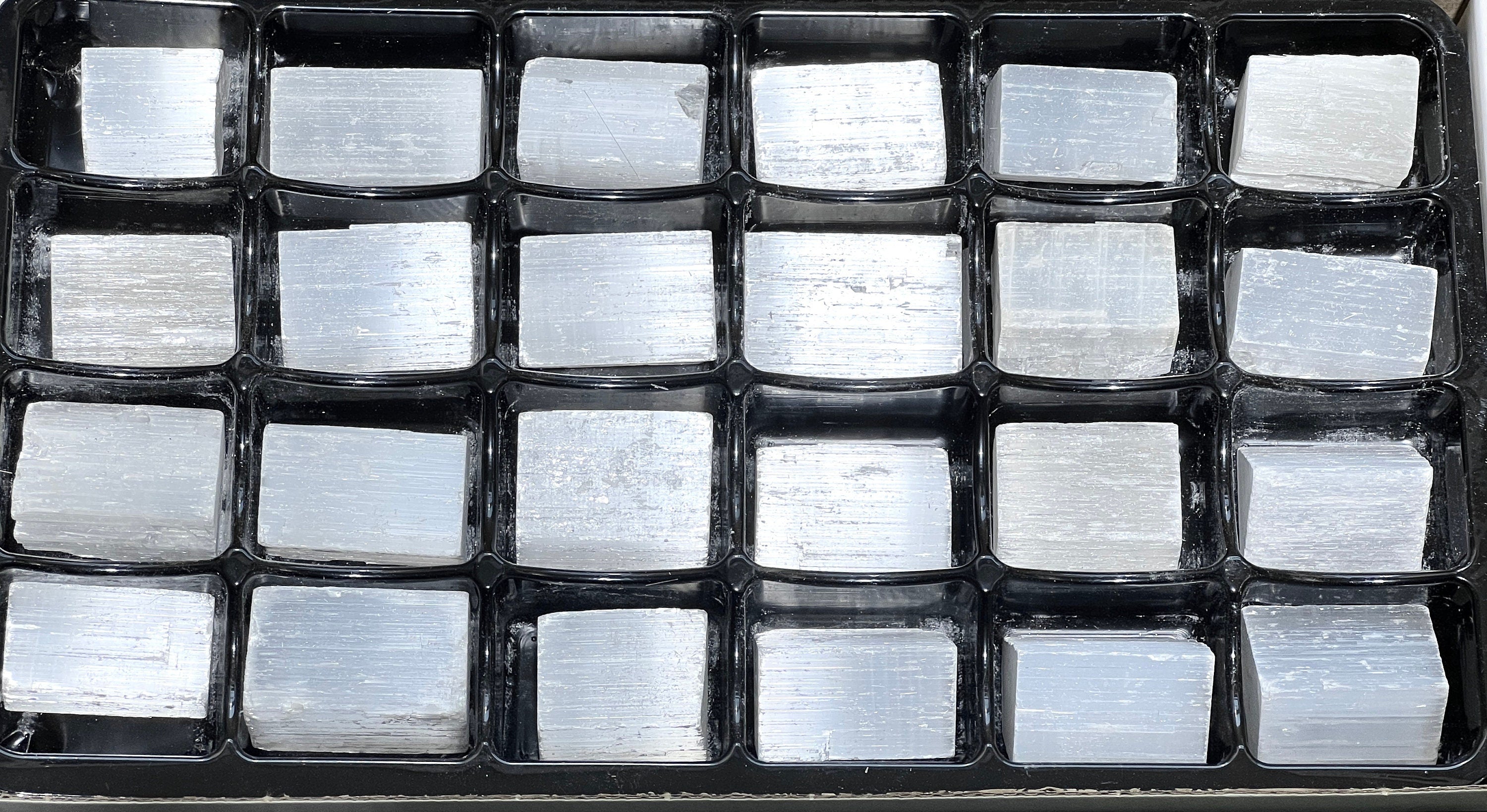 Selenite Rough Raw Crystals (24 Pc) Assorted Box Flat Bulk Wholesale by Amazing Crystals