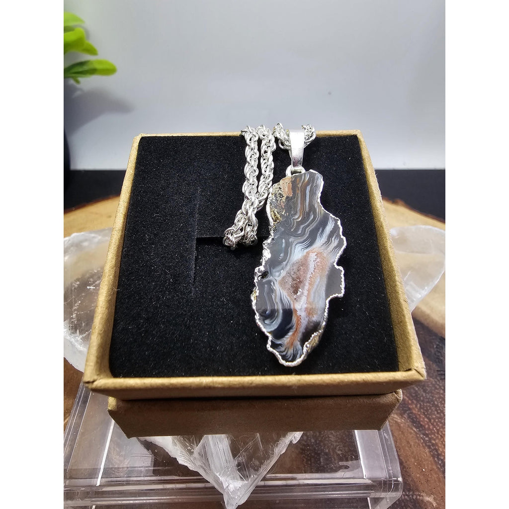 Polished Agate slices w/925 silver by CrystalCloud Company