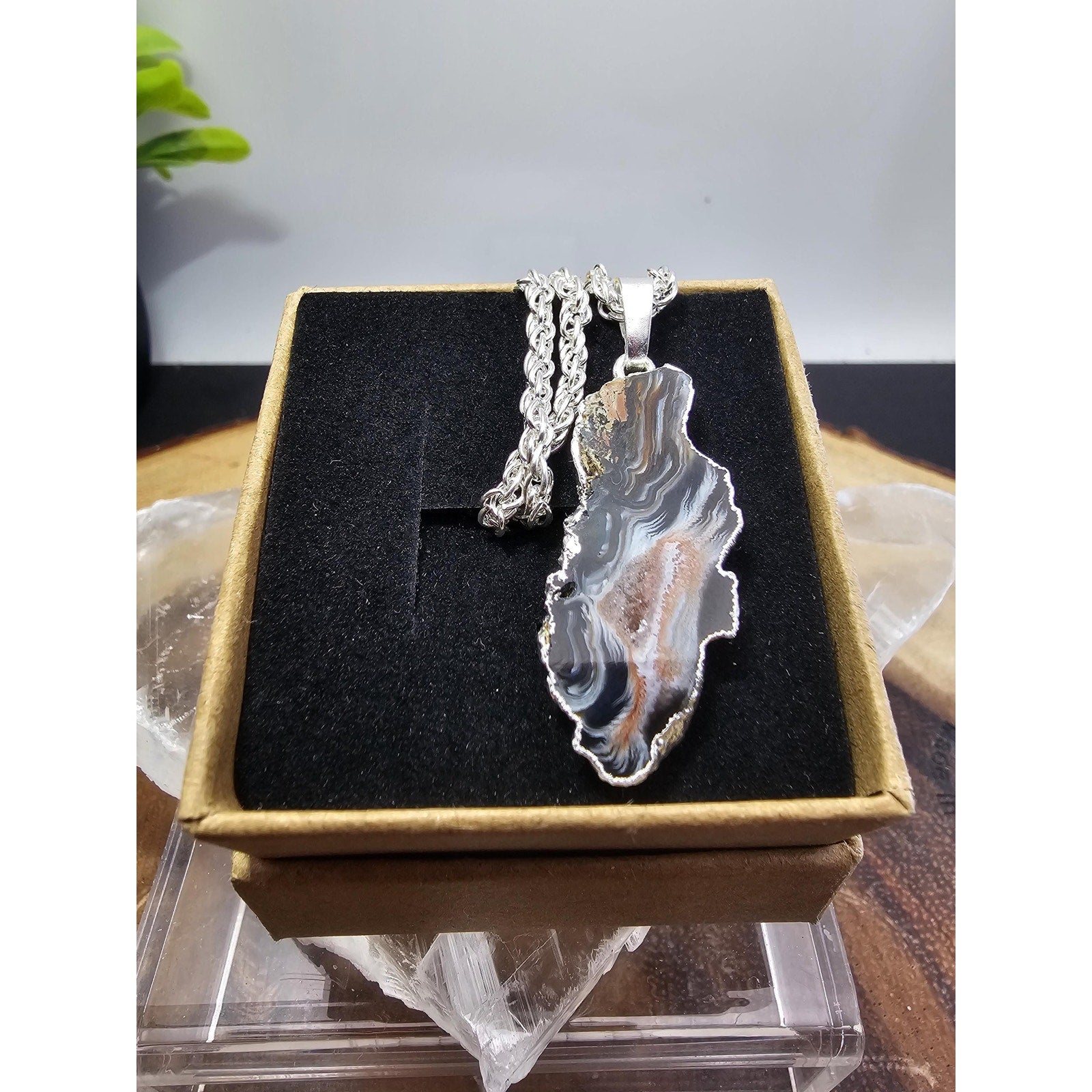 Polished Agate slices w/925 silver by CrystalCloud Company