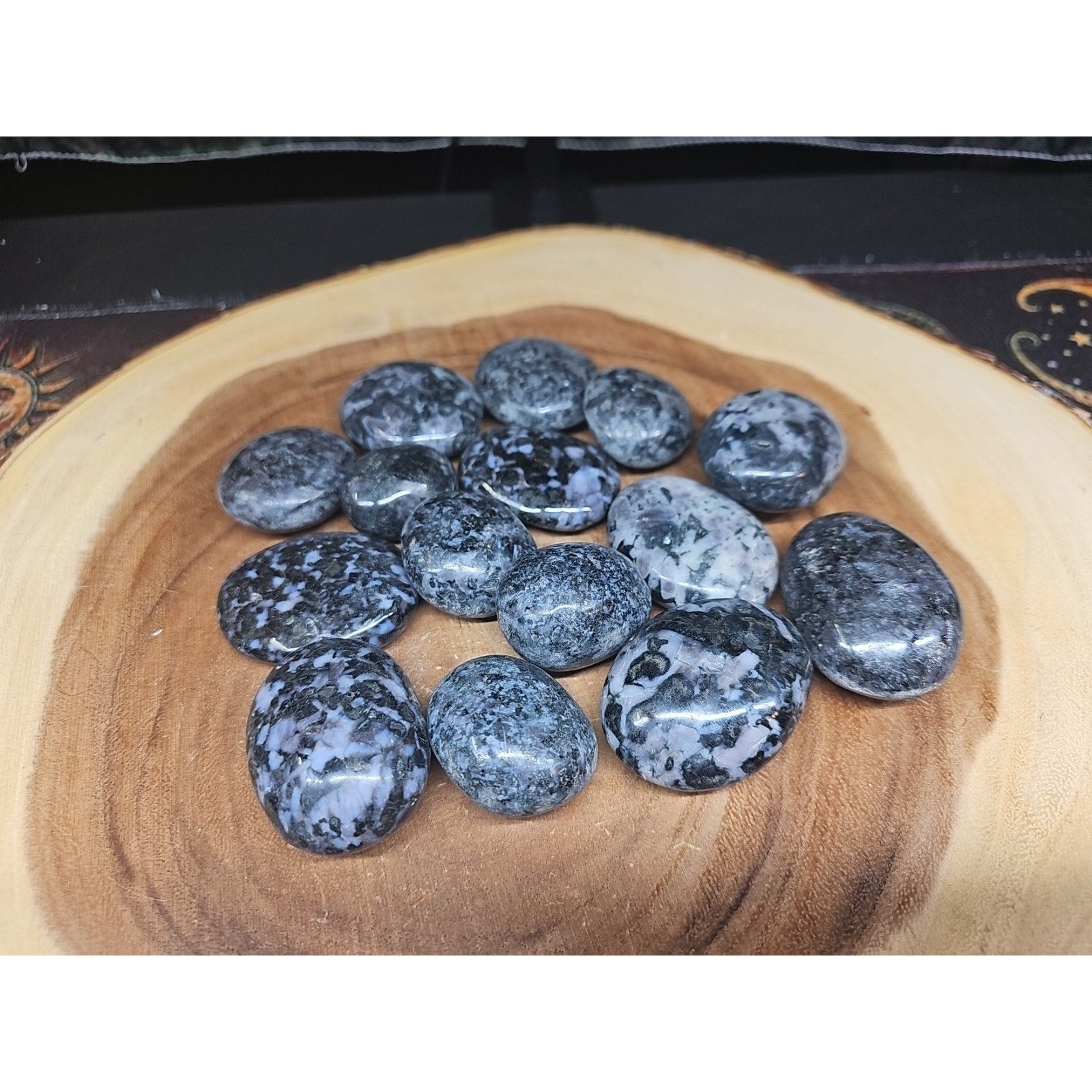 5Pcs Natural Polychrome Merlinite Gabbro Crystal Palm Stone by CrystalCloud Company