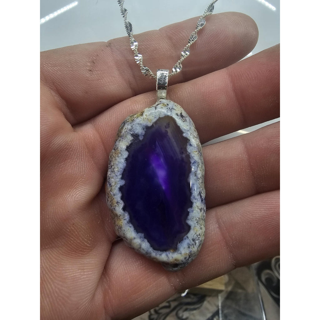 Purple agate Pendant Necklace by CrystalCloud Company