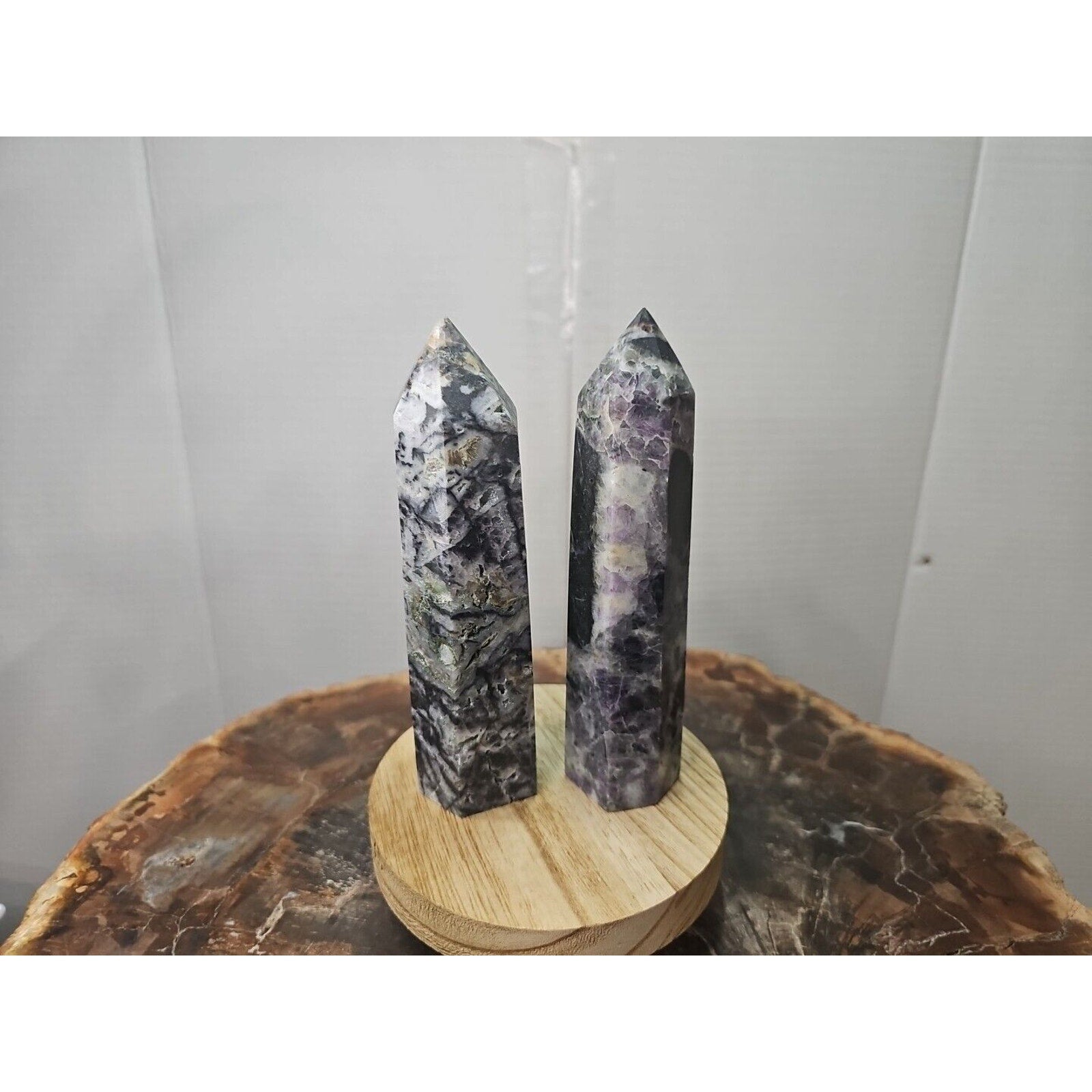 2Pcs Natural Purple Fluorite Quartz Crystal Point Tower Polished by CrystalCloud Company