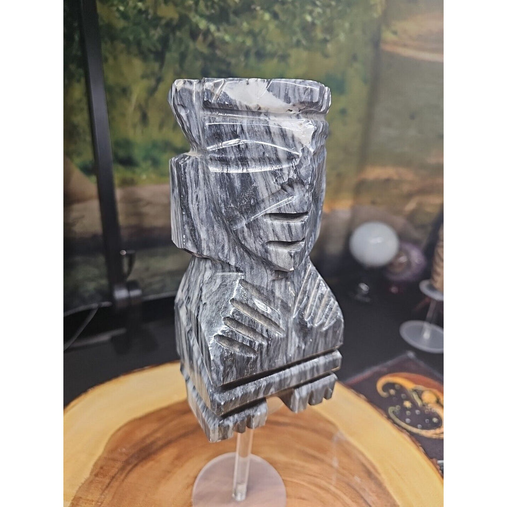 Carved Onyx Aztec Mayan Tiki Sculpture — 4 lbs, 7 inches, Mexican Onyx | CrystalCloud Company by CrystalCloud Company