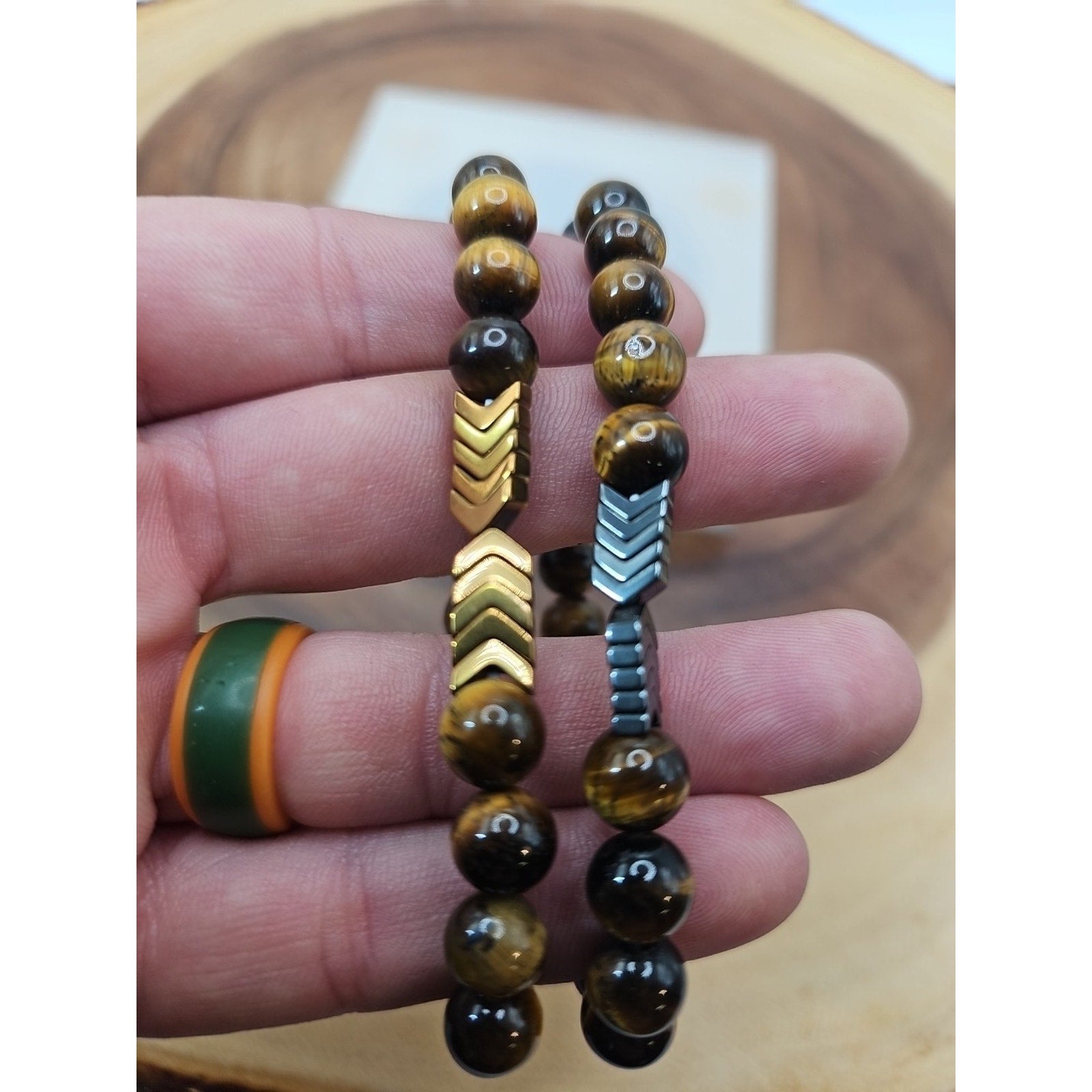 1 Handmade 8mm Mixed Natural Gemstone Tigers Eye Stretchy Bracelet Reiki Chakra by CrystalCloud Company