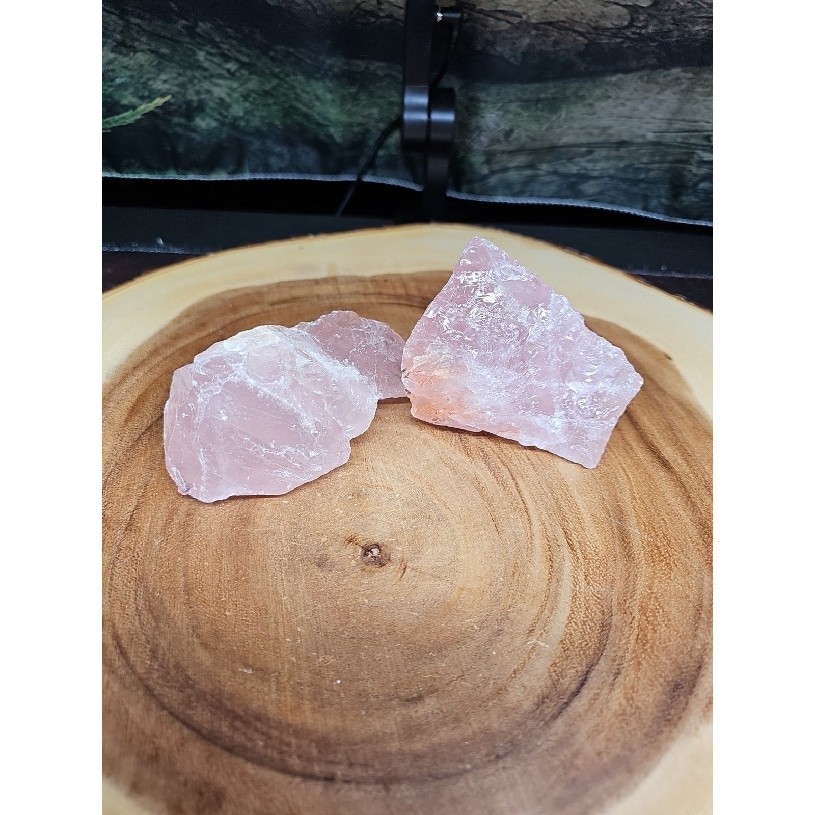 1 Pair Rose Wuartz Raw Chunk 1lb by CrystalCloud Company