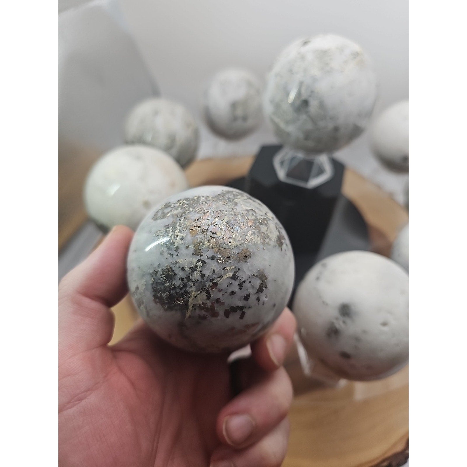 1 Each Natural Golden Pyrite & Jasper Crystal Sphere Ball Polished 55mm + by CrystalCloud Company