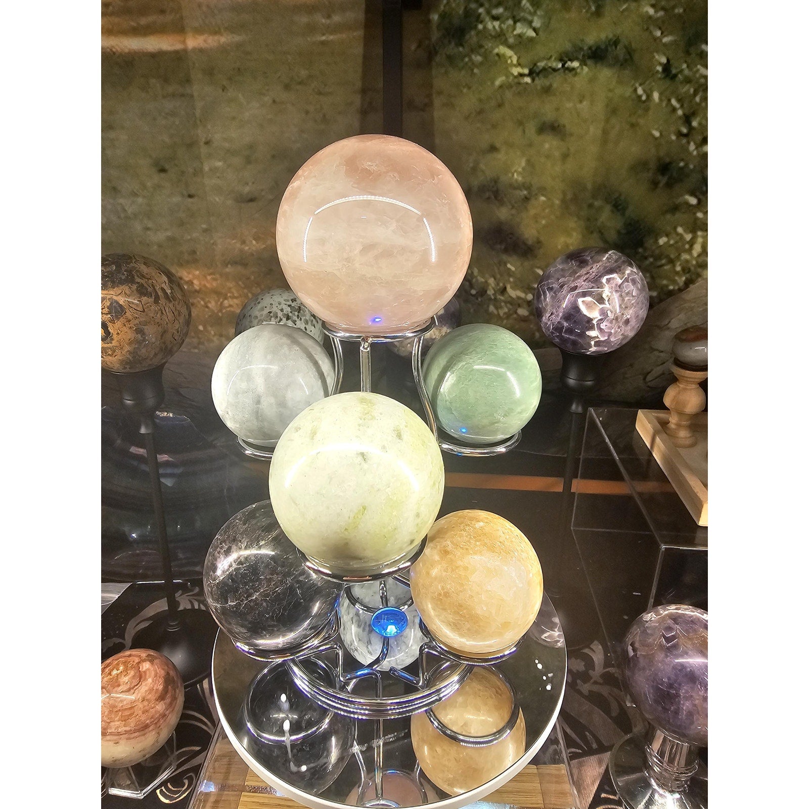 Rose Quartz & Jasper Spheres by CrystalCloud Company