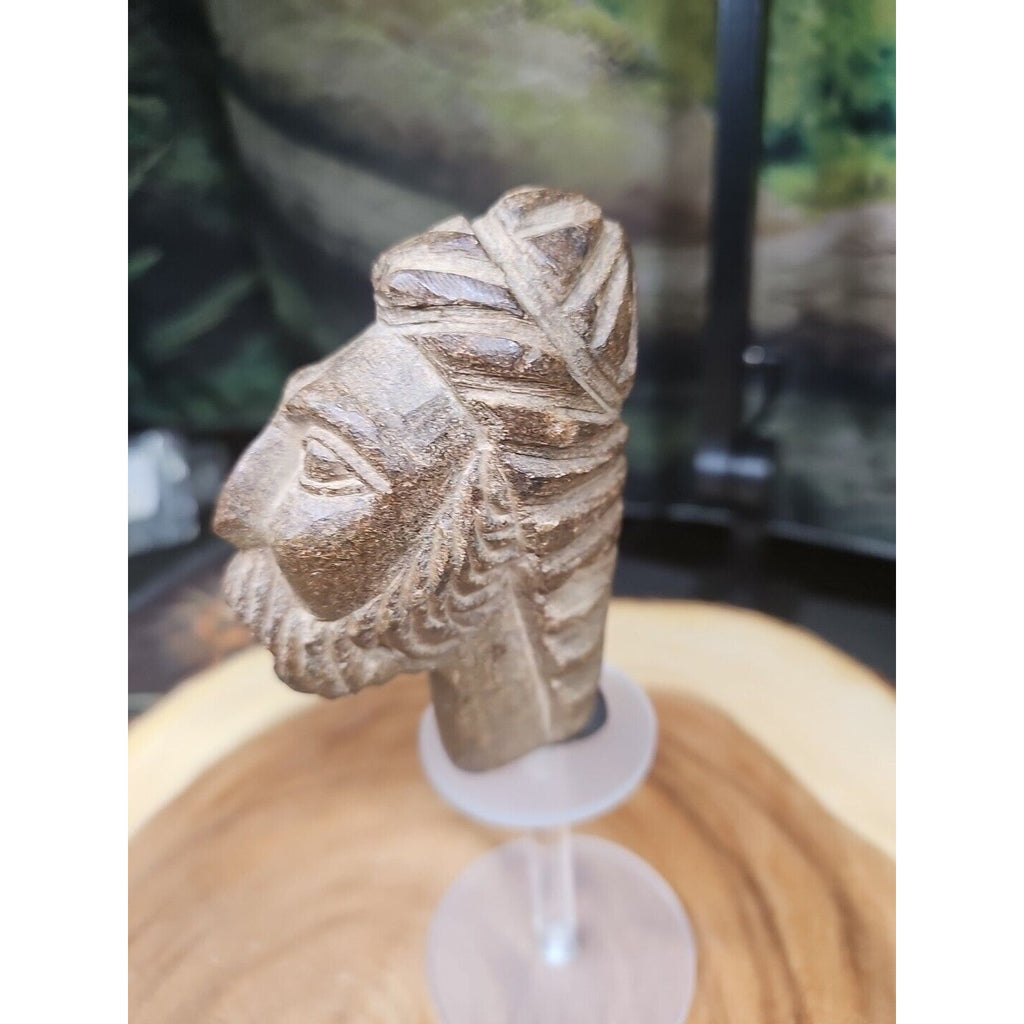 Vintage ABSTRACT STONE HEAD Sculpture Stone 1 lb W/Stand by CrystalCloud Company