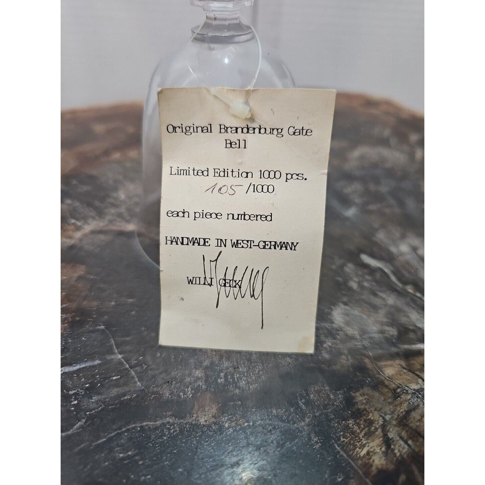 Crystal Bell Branderburg Hademade Limited edition.West Germany Berlin Wall by CrystalCloud Company