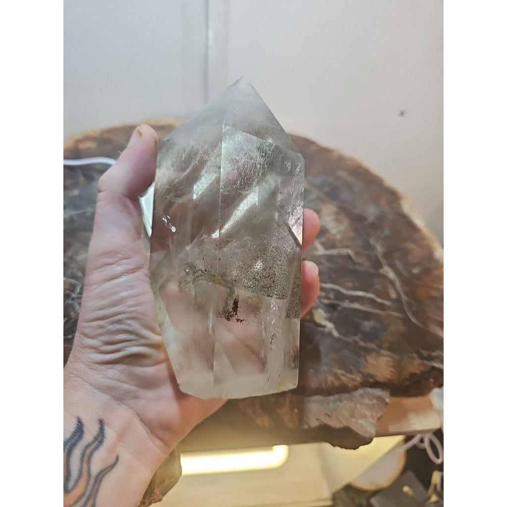2.7LB Natural Green Ghost Phantom Quartz Crystal Obelisk Wand Point Healing. by CrystalCloud Company