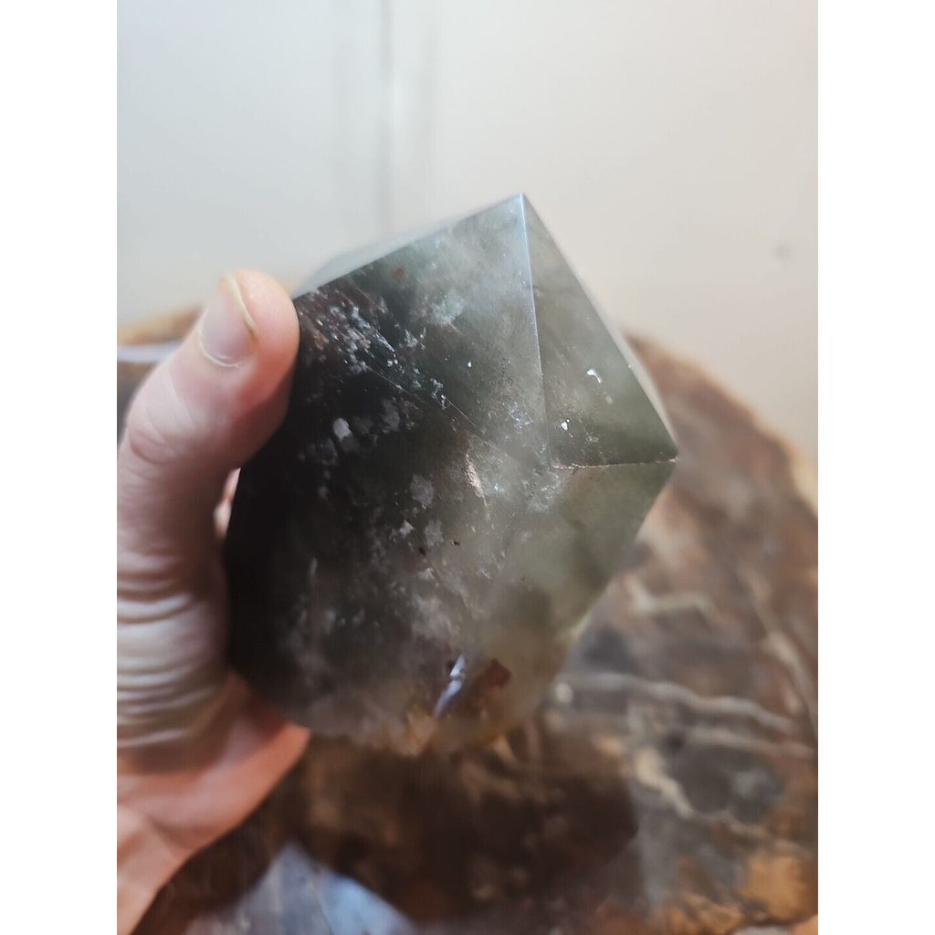 1.73LB Natural Green Ghost Phantom Quartz Crystal Obelisk Wand Point Healing. by CrystalCloud Company