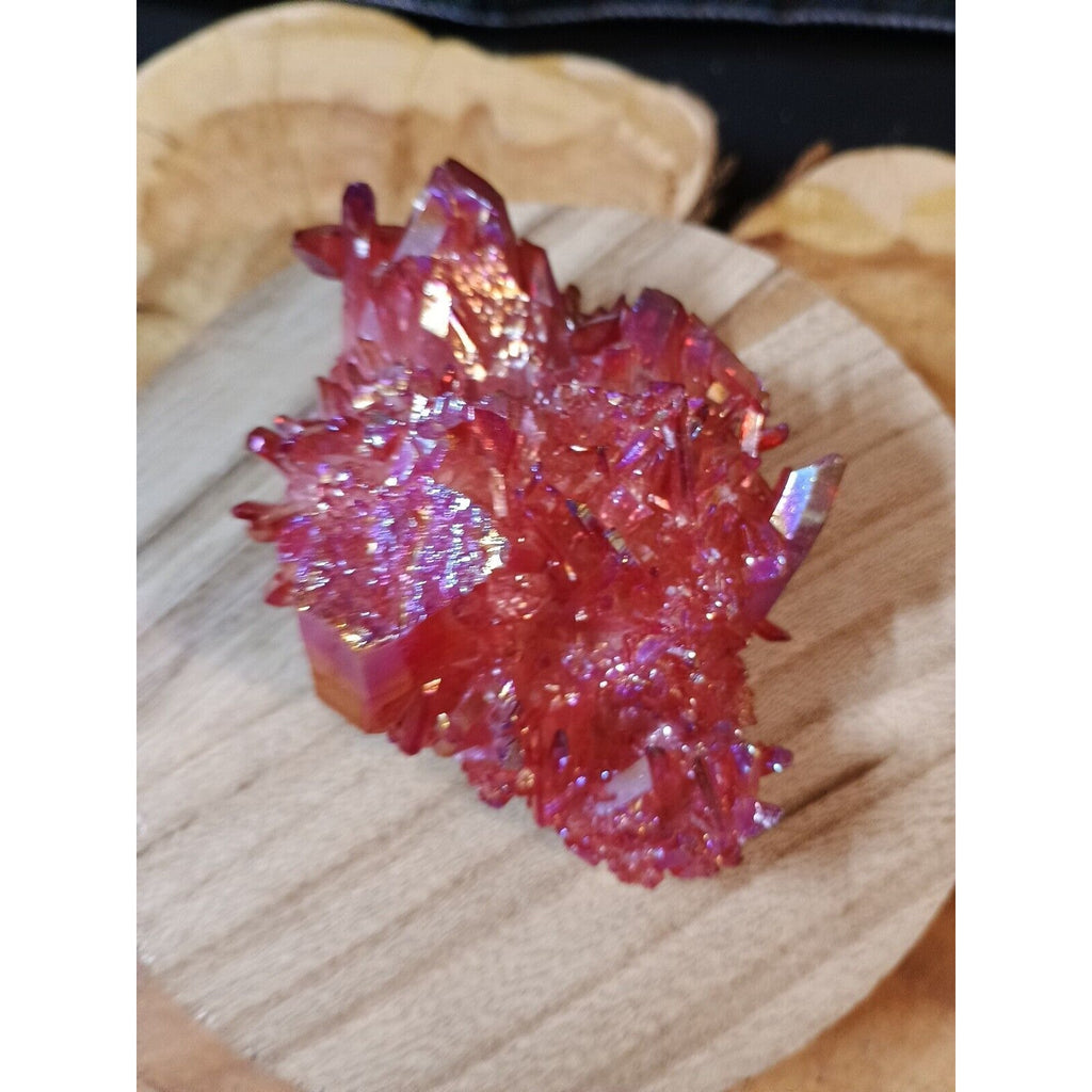 0.6lb Rainbow Aqua Aura Quartz Crystal Cluster Points Titanium Coating by CrystalCloud Company