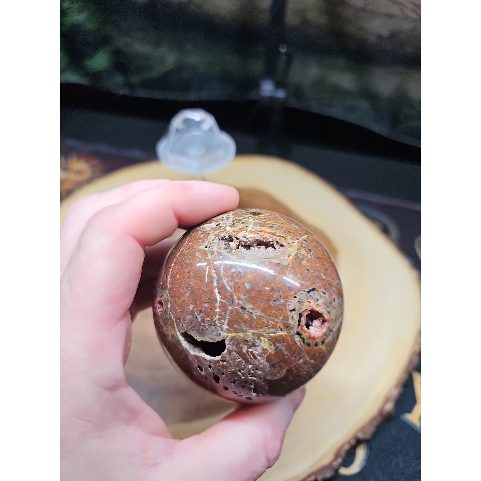 .91LB Natural Vesuvianite Agate Carnelian Crystal Geode Sphere Ball Healing by CrystalCloud Company
