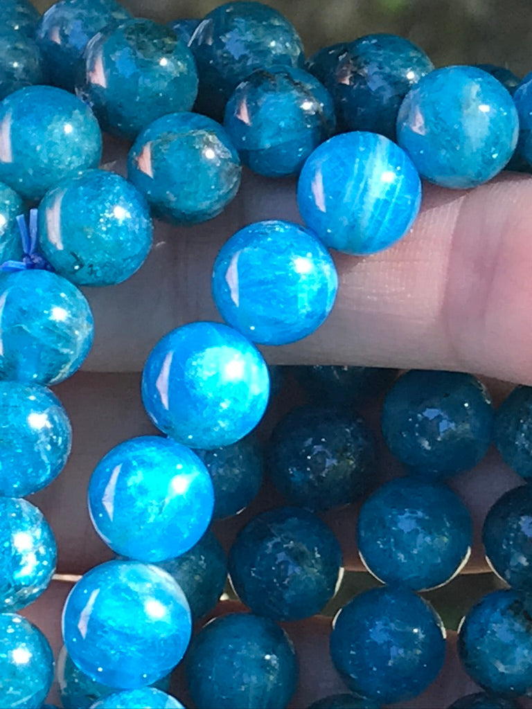 Blue Apatite 9 mm Bracelet for Motivation, Stretchy