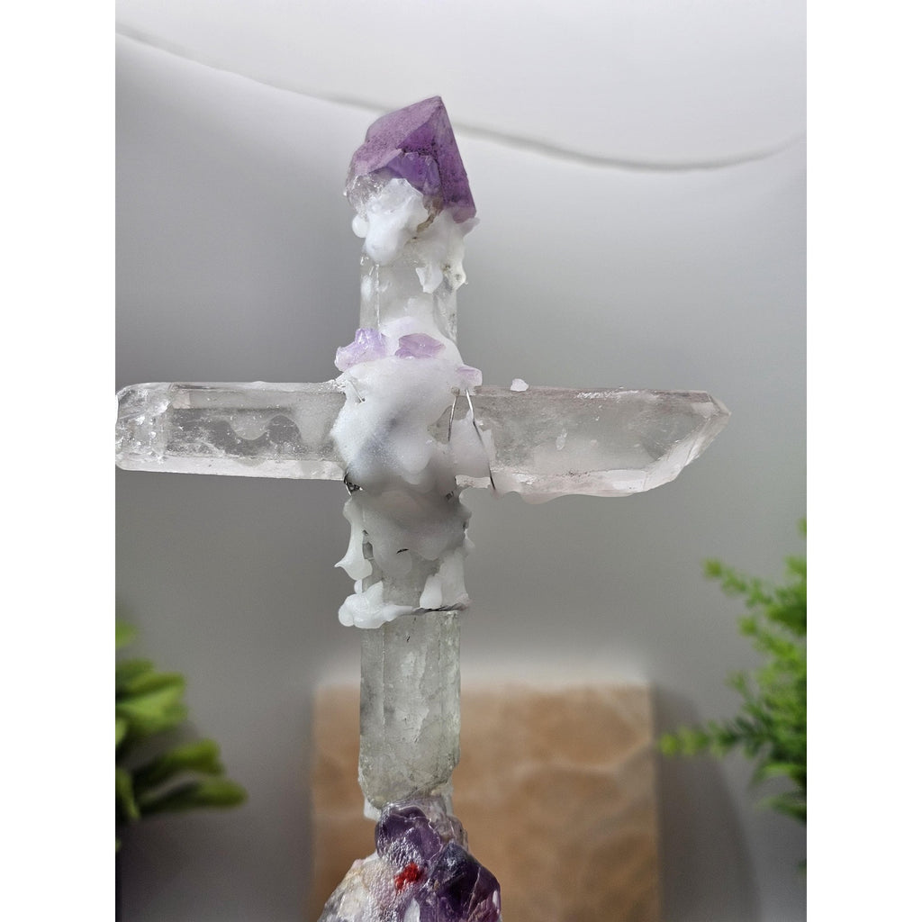Skull & quartz cross by CrystalCloud Company