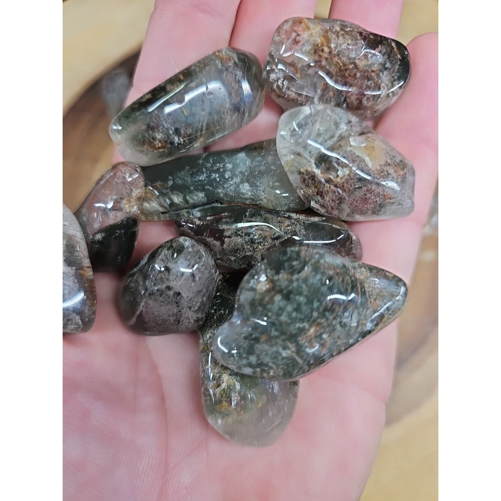 24Pcs Natural Phantom Ghost Clear Quartz Crystal Stone Tumble Brazil .61lbs by CrystalCloud Company