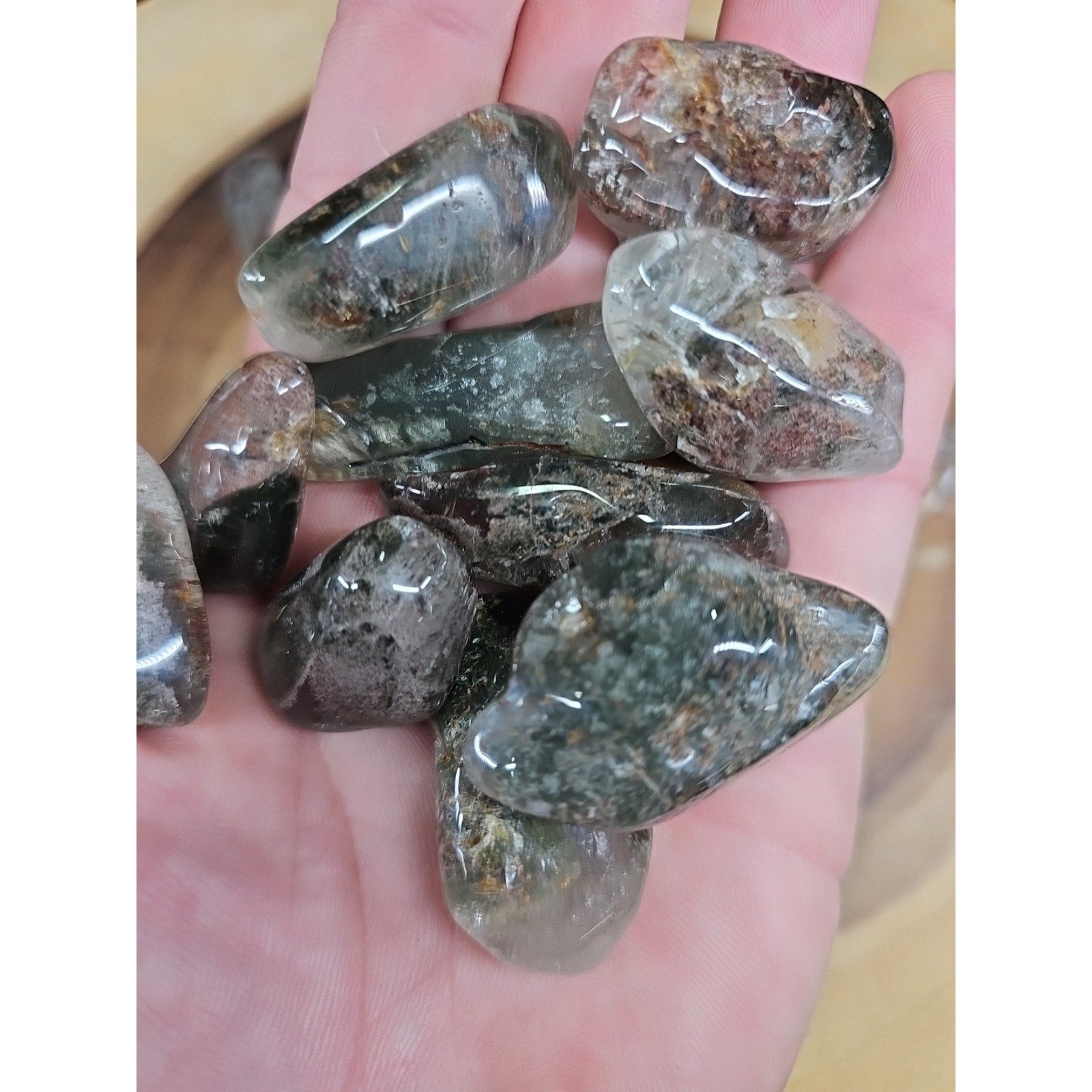24Pcs Natural Phantom Ghost Clear Quartz Crystal Stone Tumble Brazil .61lbs by CrystalCloud Company