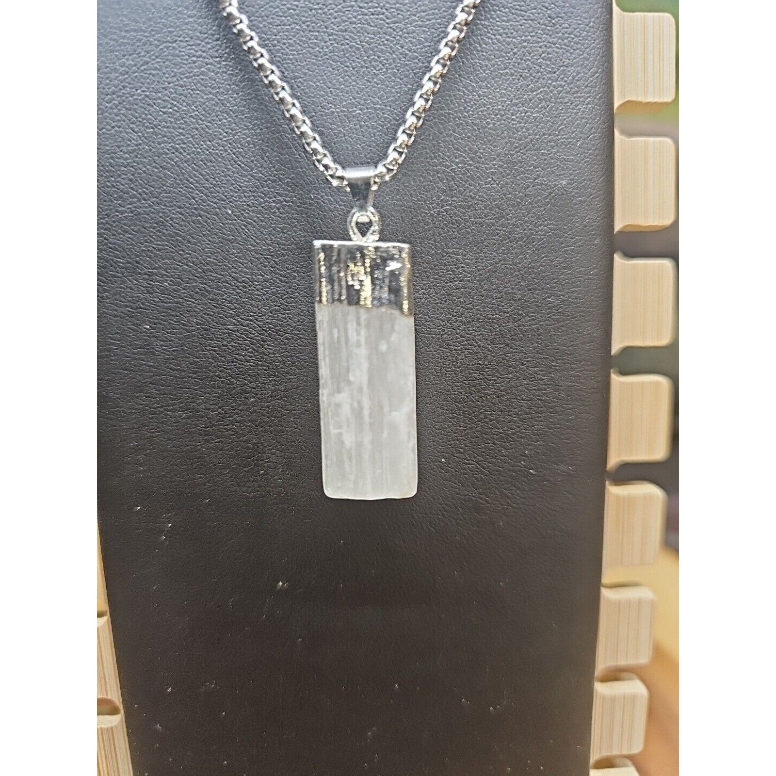 Hexagon Selenite Crystal Necklace - 18in Stainless Steel Chain | CrystalCloud Company by CrystalCloud Company