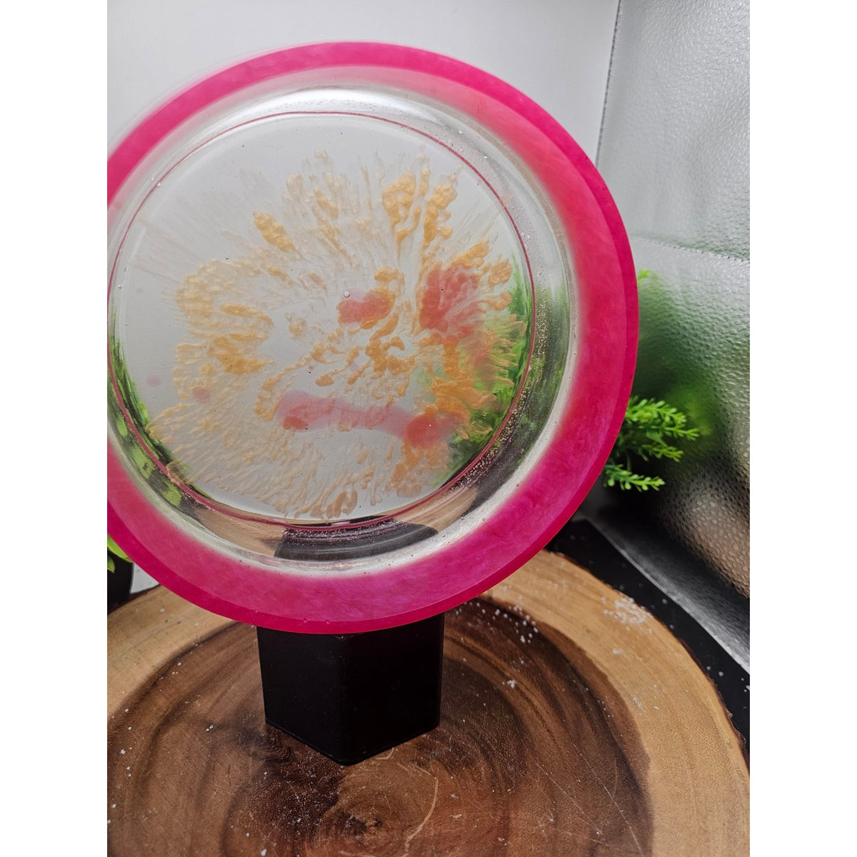 Handmade Resin Bowl Pink Gold Floral One of a Kind