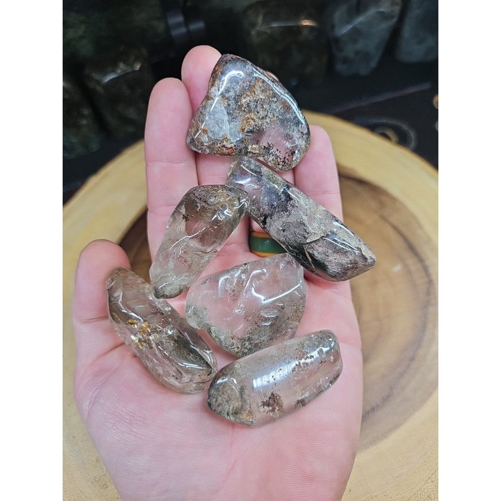 1Pcs XL Natural Phantom Ghost Clear Quartz Crystal Stone Tumble Brazil by CrystalCloud Company