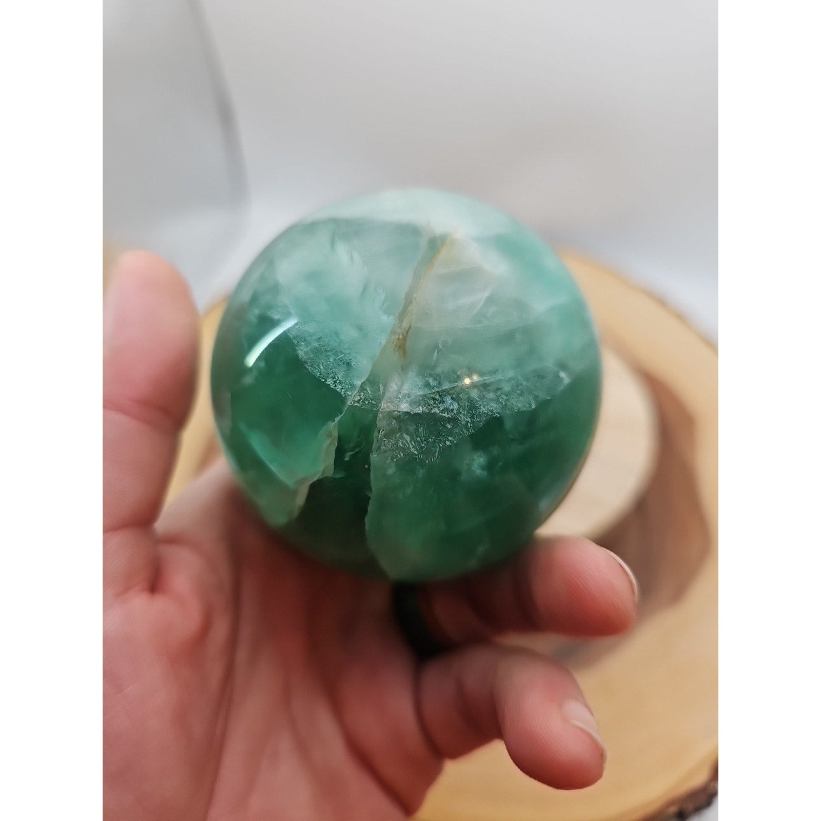 1.59lb Natural Rainbow Fluorite Quartz Crystal Sphere Ball Polished by CrystalCloud Company