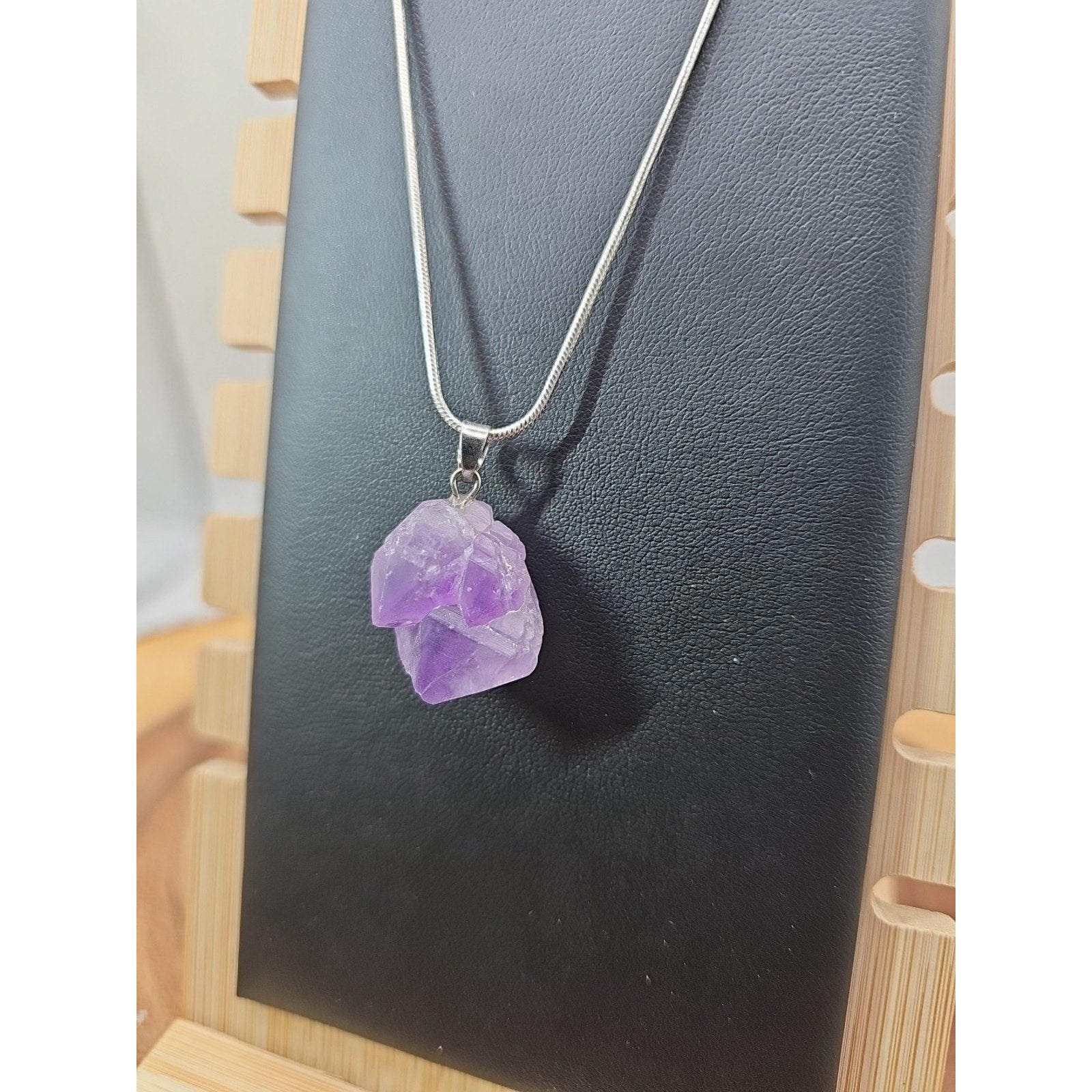 Amethyst necklace sterling silver 925 Chain by CrystalCloud Company