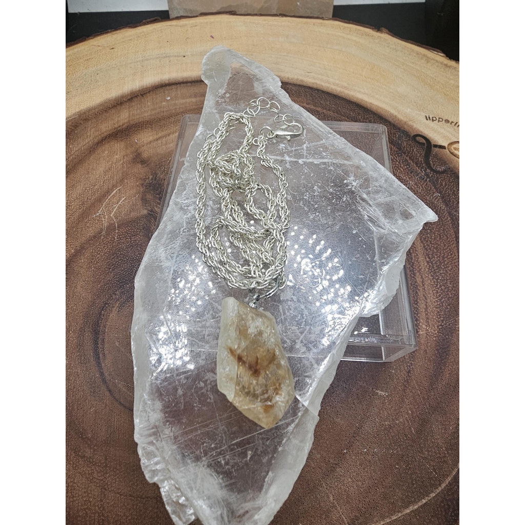 Raw Citrine pendant necklace Copper Wire by CrystalCloud Company
