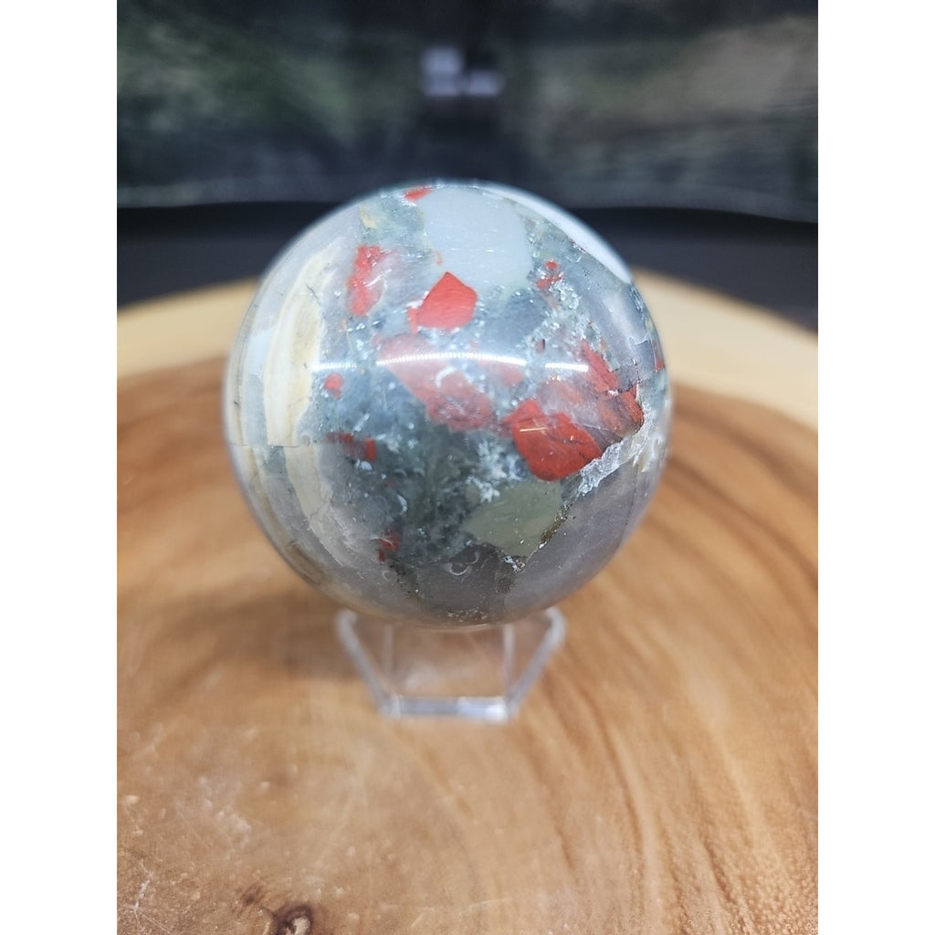 Natural Quartz Crystal Jasper Sphere Ball Polished 63mm &stand by CrystalCloud Company
