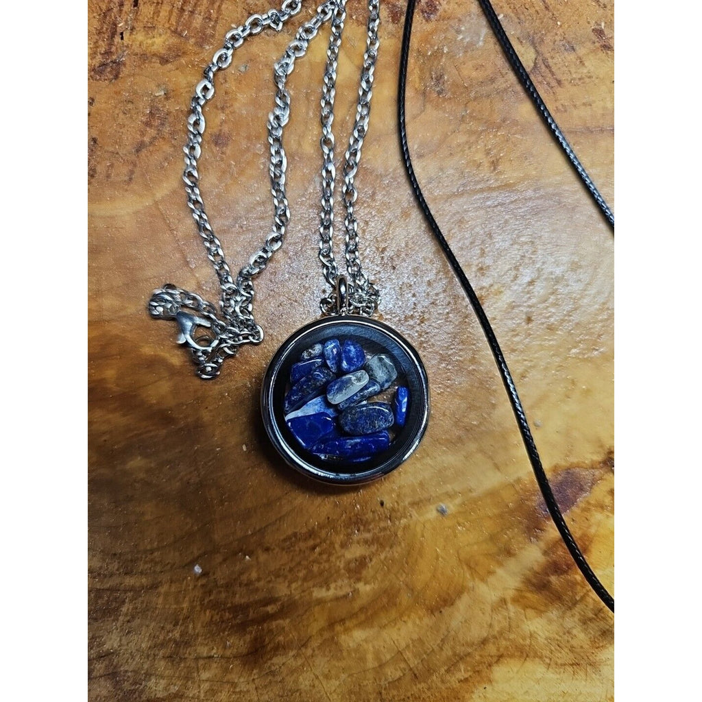 Lapis Lazuli Crystal Pendant Necklace — Oval Stone with Round Accent | CrystalCloud Company by CrystalCloud Company