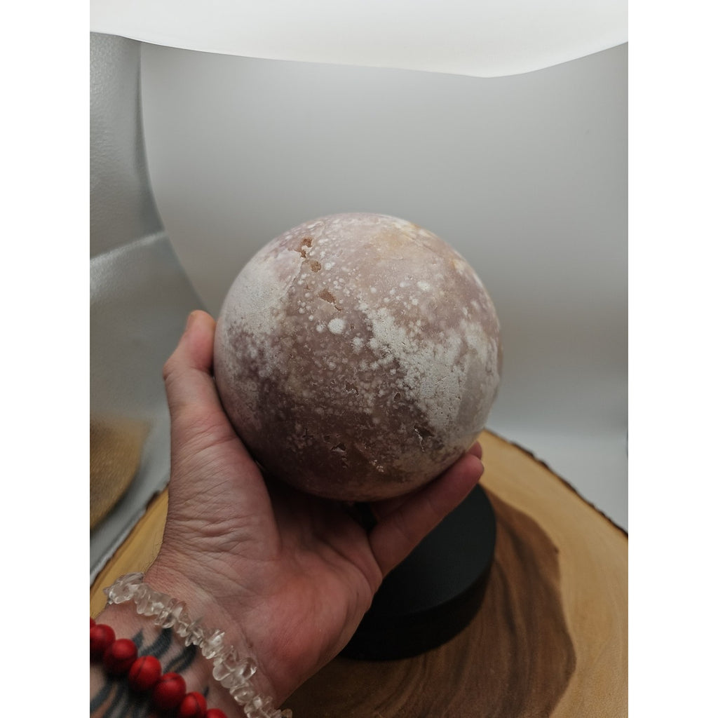 6.55lbs Natural Cherry Blossom Agate Sphere Quartz Crystal Ball by CrystalCloud Company