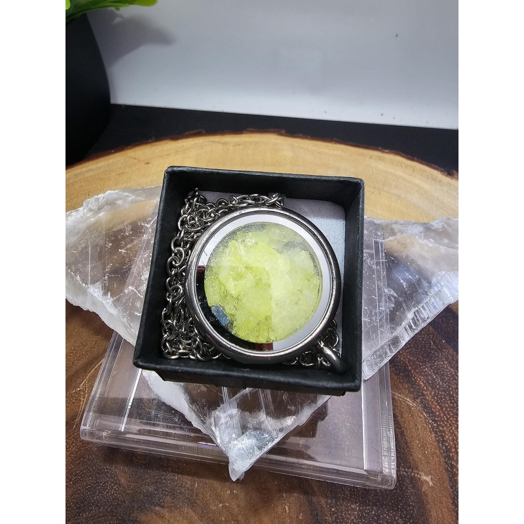 Crush Sulphur pendant w/18 inch chain by CrystalCloud Company