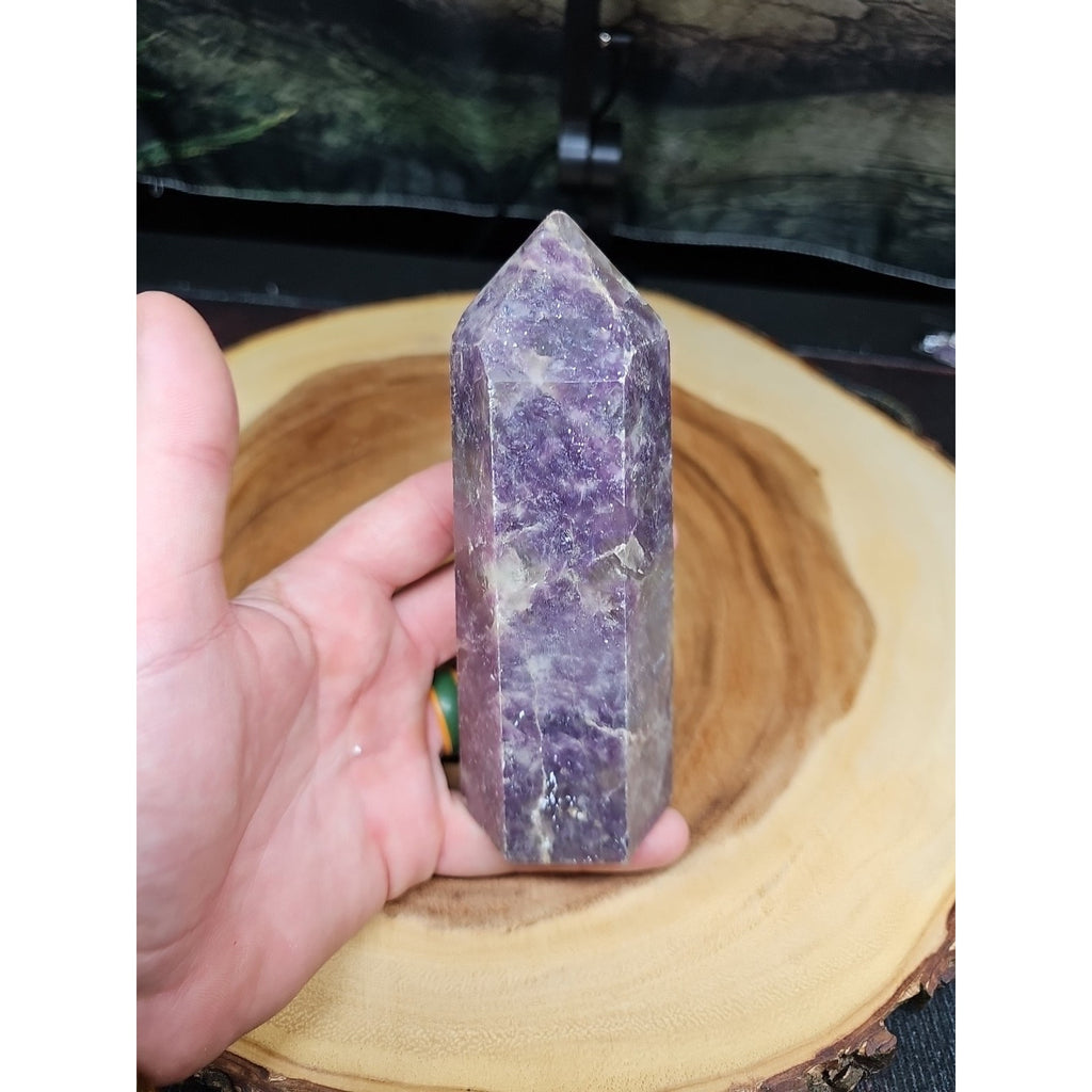 1ea Natural Purple Mica Lepidolite Crystal Point Tower Africa 479g by CrystalCloud Company