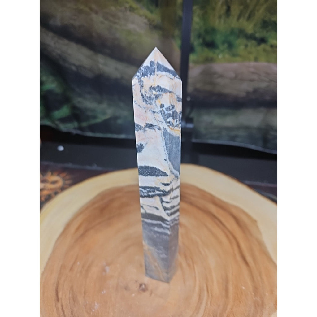 Zebra Stone Tower 443g 8in Tall by CrystalCloud Company