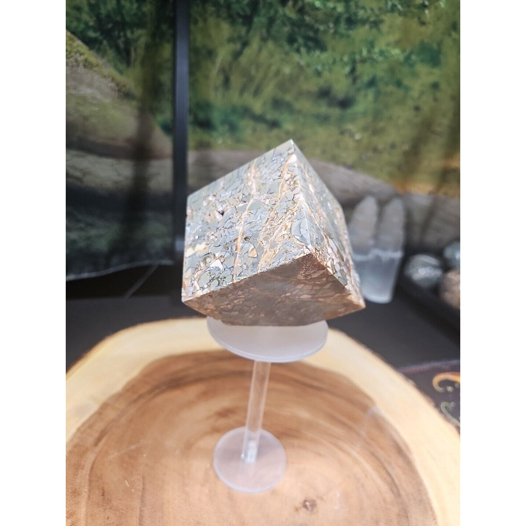 1.87LB 1Pcs Natural Ocean Jasper Onyx Quartz Crystal Geode Square Heptahedron by CrystalCloud Company