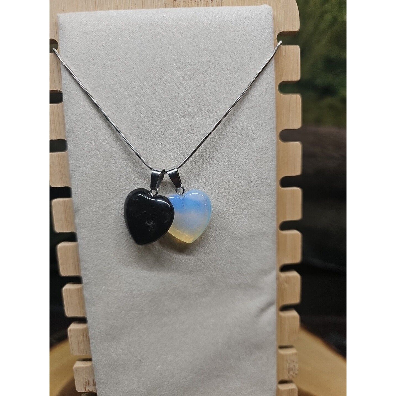Pendant Necklace 16in Silver Chain Agate Heart by CrystalCloud Company