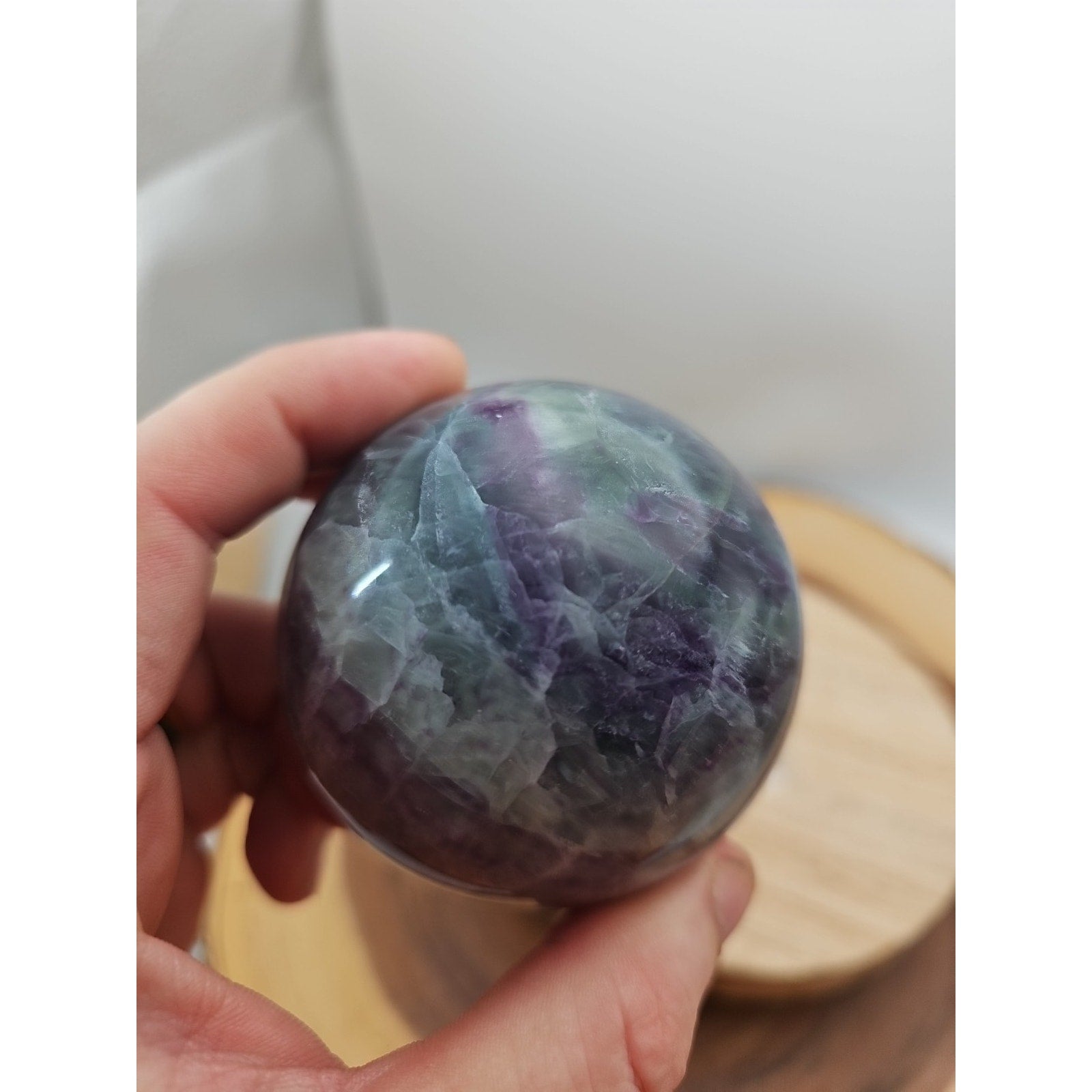 1.09lb Natural Rainbow Fluorite Quartz Crystal Sphere Ball Polished by CrystalCloud Company