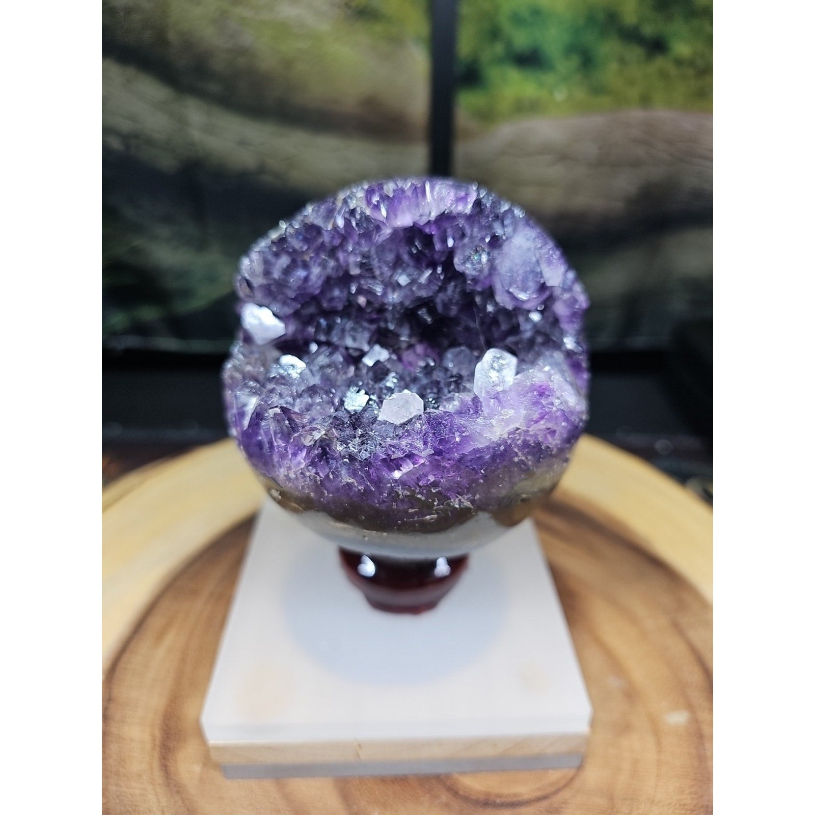 1.92LB Natural Purple Crystal Cave Quartz Open Crystal Ball Spiritual Healing by CrystalCloud Company