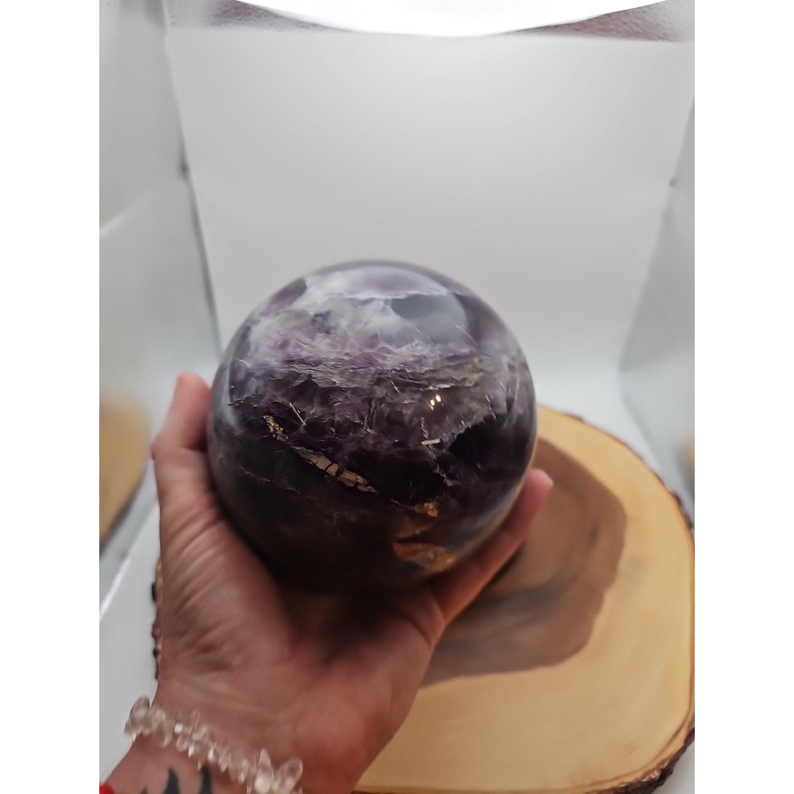 Large Rainbow Fluorite Quartz Crystal Sphere — 6.4 inches, Polished | CrystalCloud Company by CrystalCloud Company