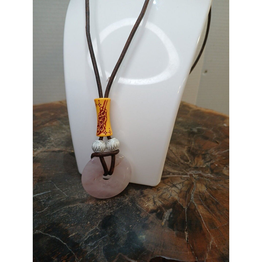 Rose Quartz Pendant Necklace — Handcrafted Natural Stone | CrystalCloud Company by CrystalCloud Company