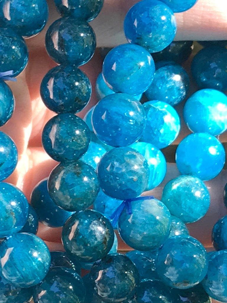 Blue Apatite 9 mm Bracelet for Motivation, Stretchy