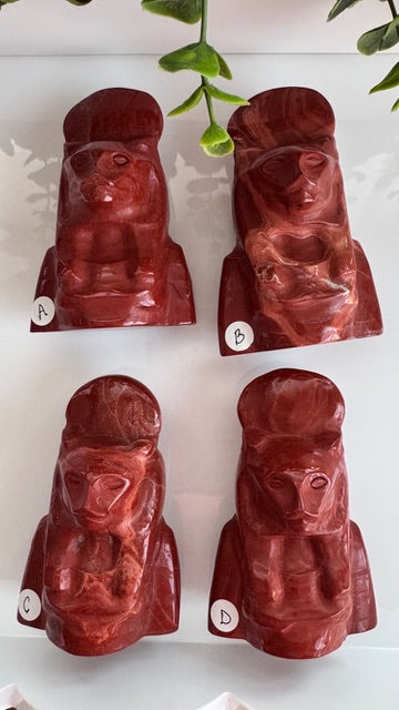 Egyptian Sekhmet Goddess Bust, XL Red Jasper, Choose Your Favorite