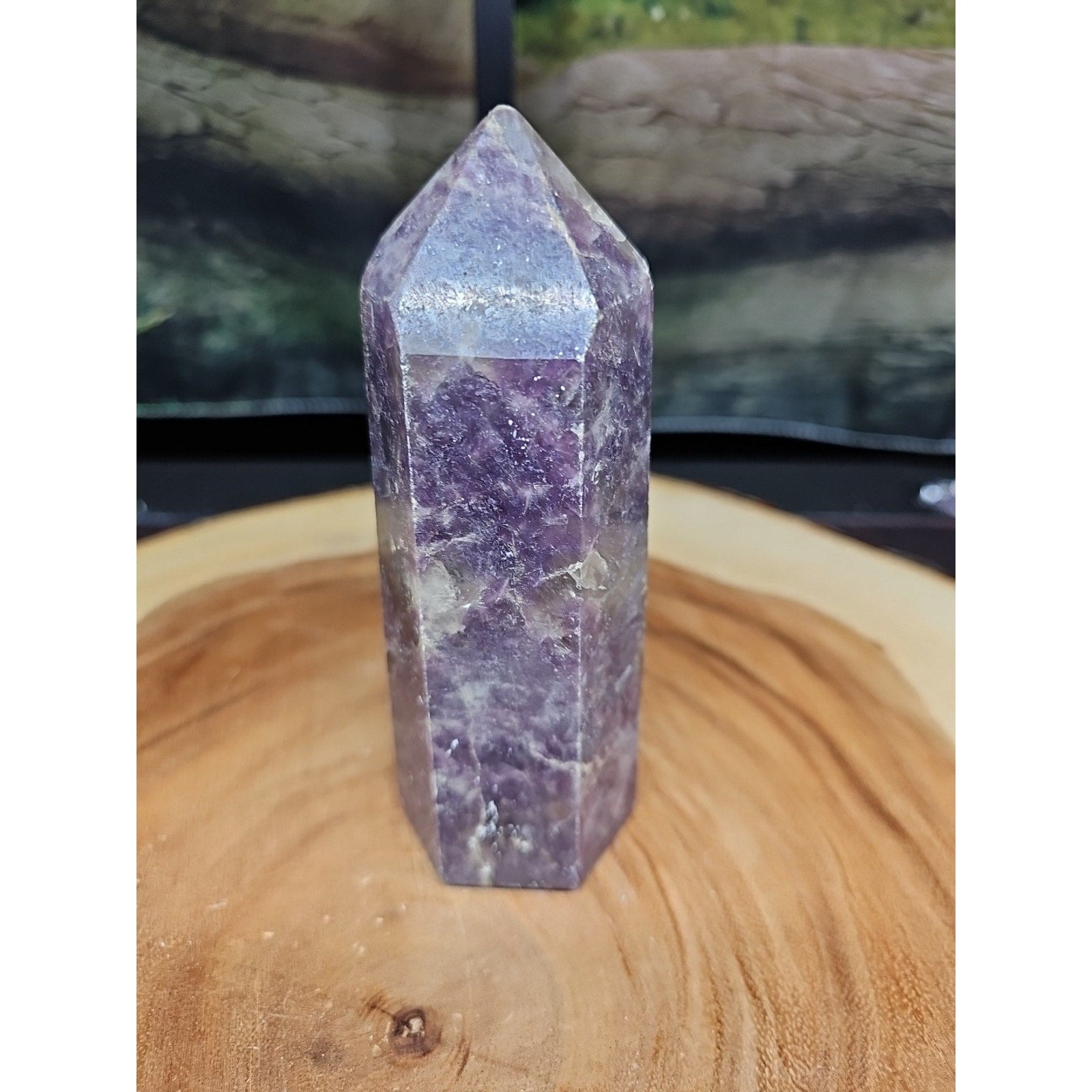 1ea Natural Purple Mica Lepidolite Crystal Point Tower Africa 479g by CrystalCloud Company