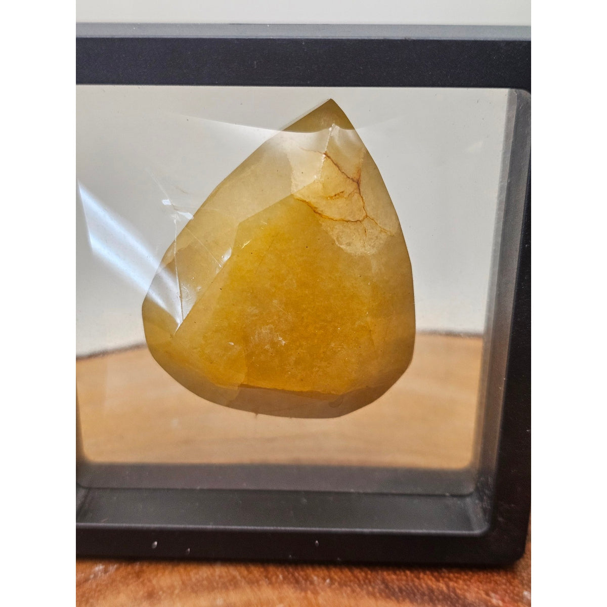 Honey Calcite Flame 76g in Display Case