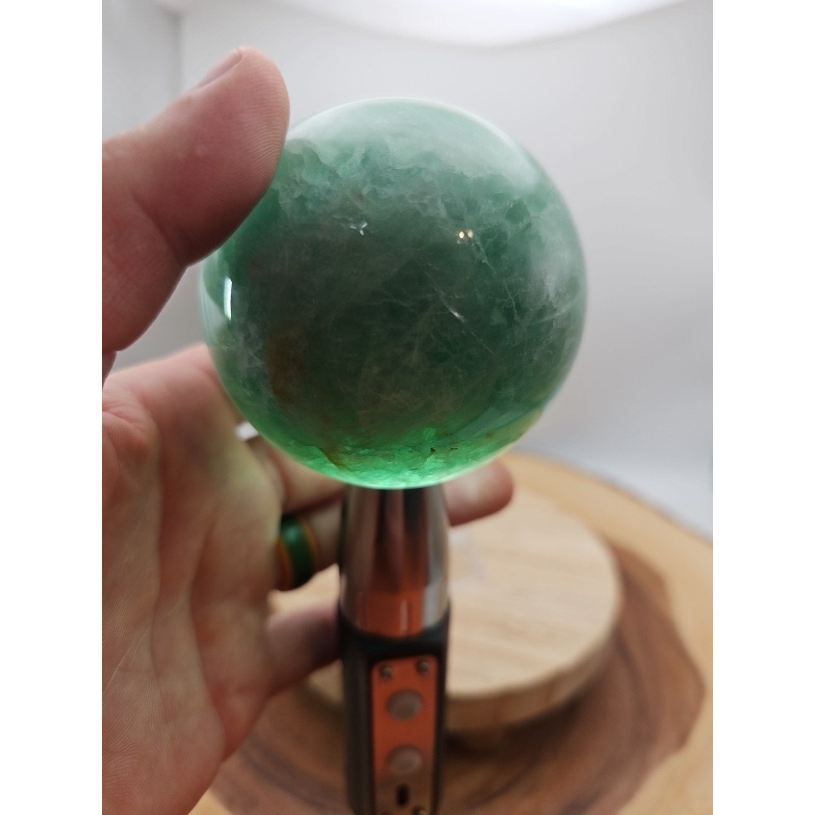 1.43lb Natural Rainbow Fluorite Quartz Crystal Sphere Ball Polished by CrystalCloud Company