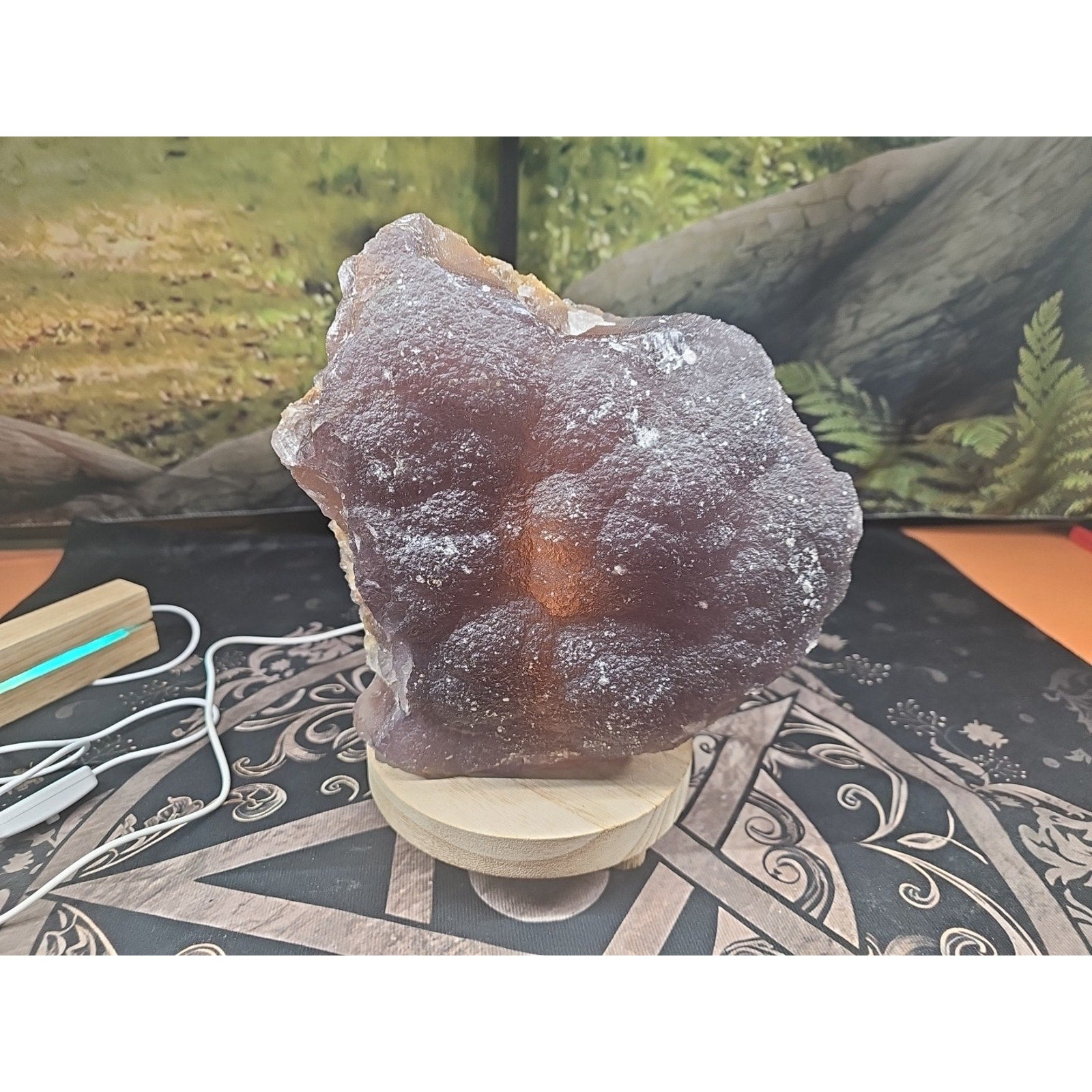 11.9LB Natural fluorite quartz crystal Cluster specimen W/led Back Light Stand by CrystalCloud Company