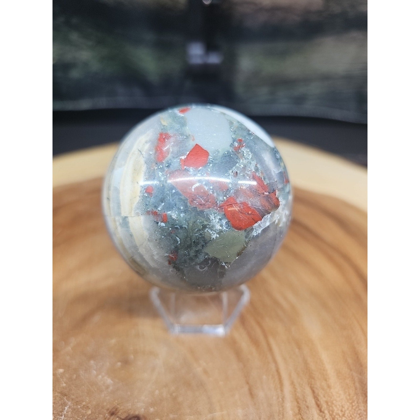 Natural Quartz Crystal Jasper Sphere Ball Polished 63mm &stand by CrystalCloud Company